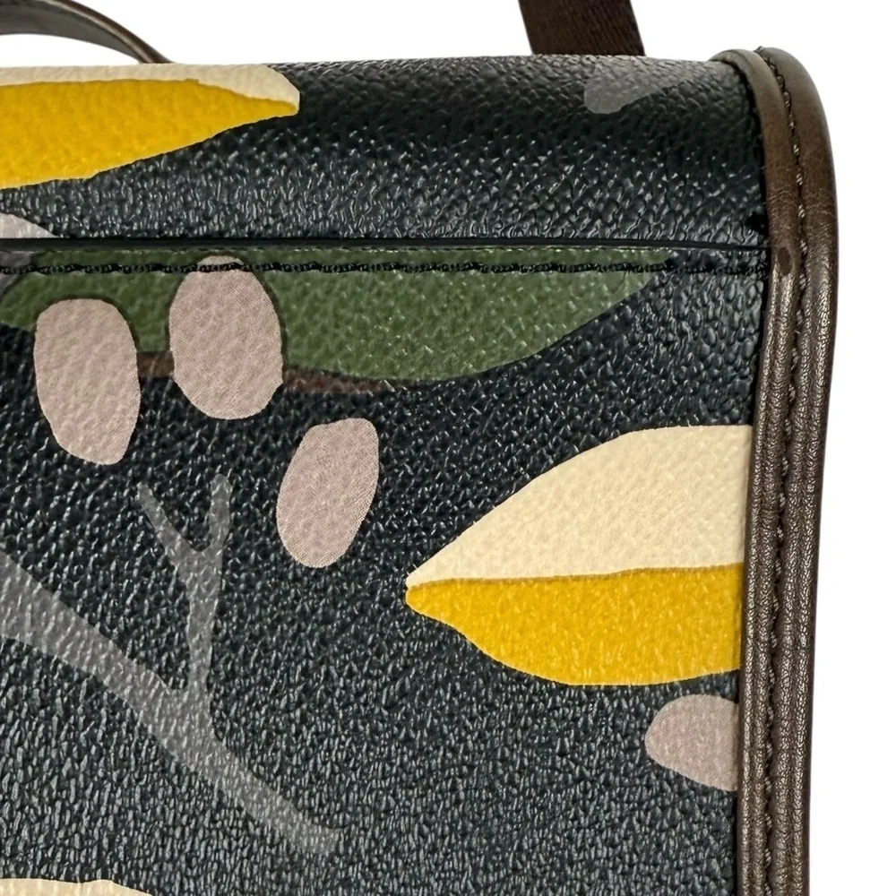 Fossil Camilla Small Satchel in Brown Leather & Botanical Print Canvas